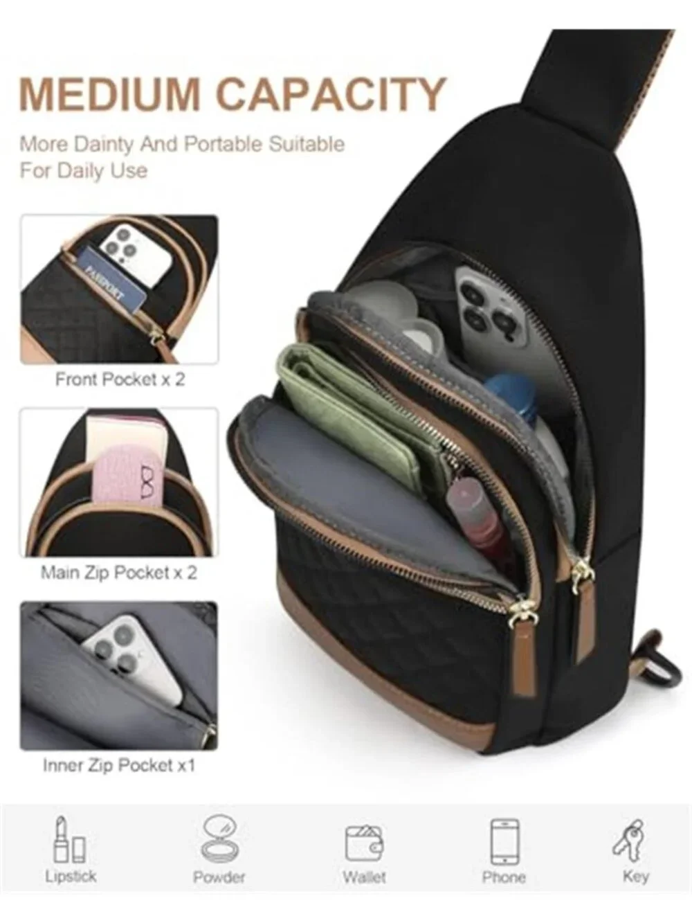Women's Crossbody Bags Waterproof Sling Shoulder Bag Fanny Pack